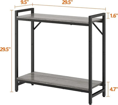 LIVOFLORAL 2 TIER CONSOLE TABLE-GREY/BLACK