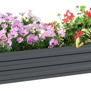 Outsunny Galvanised Raised Bed Safety Edging and Open Bottom GREY