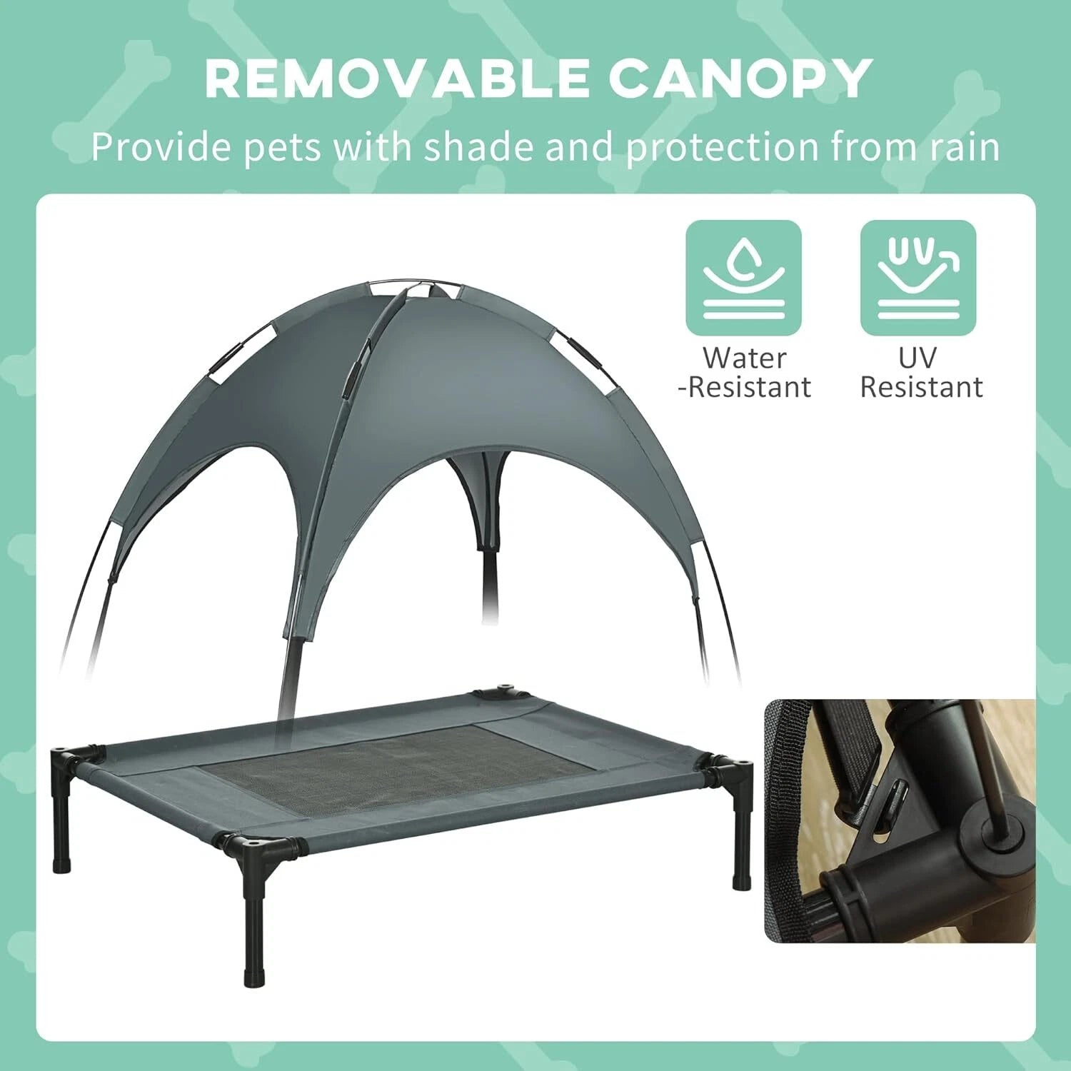 PawHut Raised Dog Bed Waterproof for Medium Dogs, 76 x 61 x 73cm