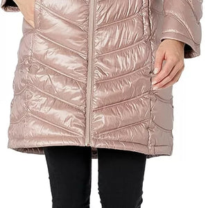 Calvin Klein Womens Chevron Quilted Packable Down Jacket Medium
