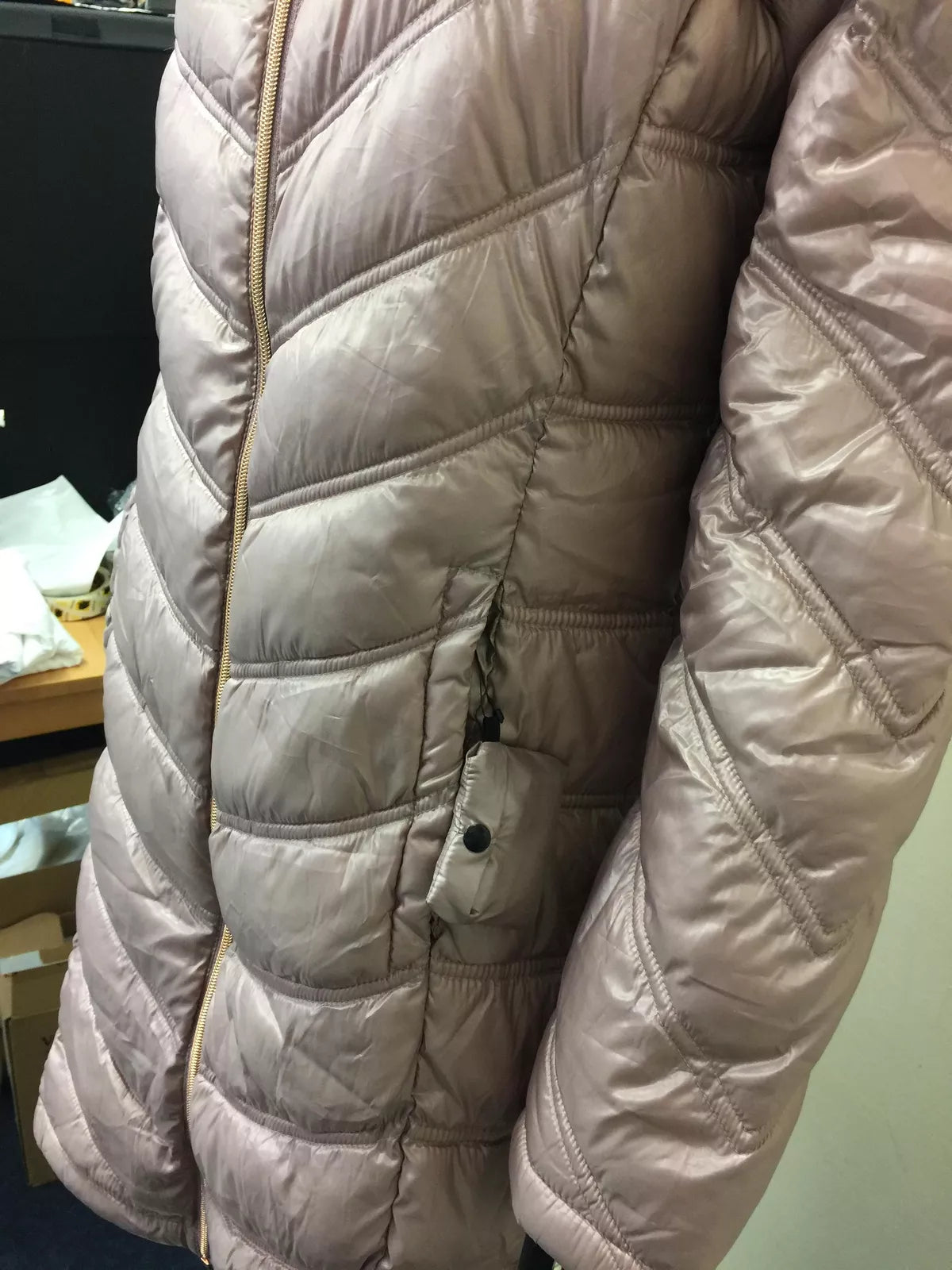 Calvin Klein Womens Chevron Quilted Packable Down Jacket Medium