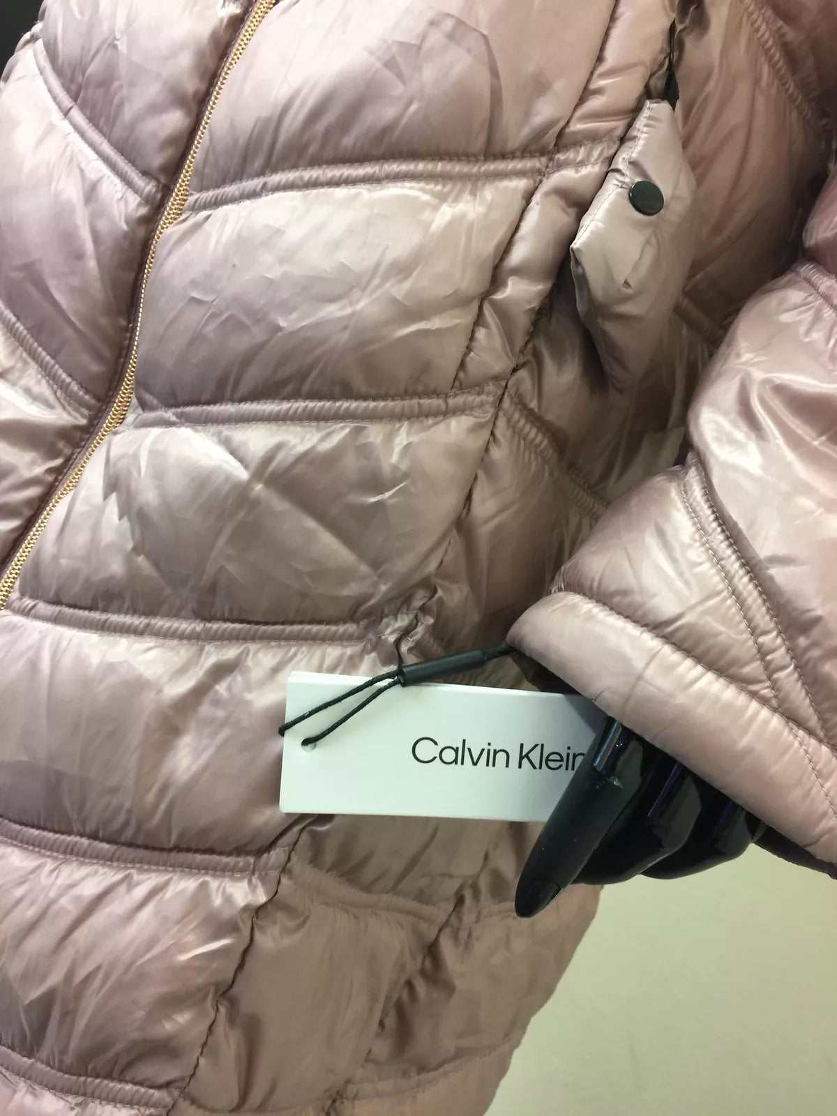 Calvin Klein Womens Chevron Quilted Packable Down Jacket Medium