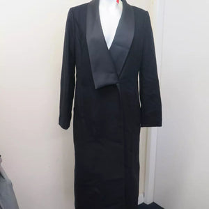 MONSOON TALLULAH WOOL RICH LONG TUXEDO COAT-BLACK-UK12
