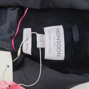 MONSOON TALLULAH WOOL RICH LONG TUXEDO COAT-BLACK-UK12