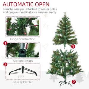 HOMCOM 1.5m 5ft Pre-Lit Christmas Tree Artificial