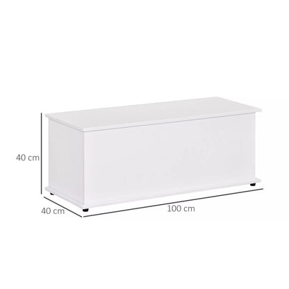 HOMCOM 113L Storage Chest, Storage Box with Flip-Top Lid and 2 Safety Hinges