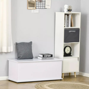 HOMCOM 113L Storage Chest, Storage Box with Flip-Top Lid and 2 Safety Hinges