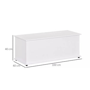 HOMCOM 113L Storage Chest, Storage Box with Flip-Top Lid and 2 Safety Hinges