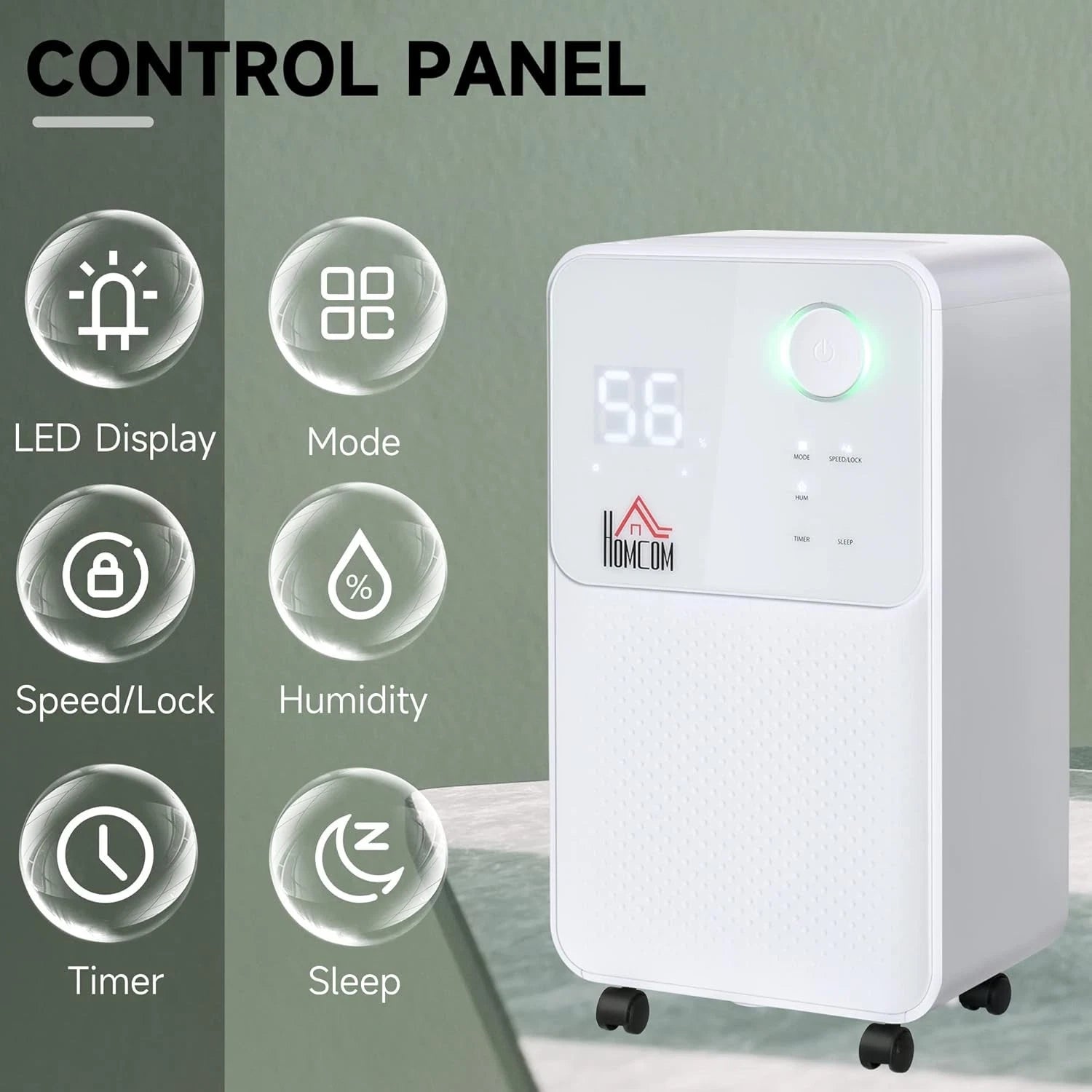 HOMCOM 12L/Day Dehumidifier for Home