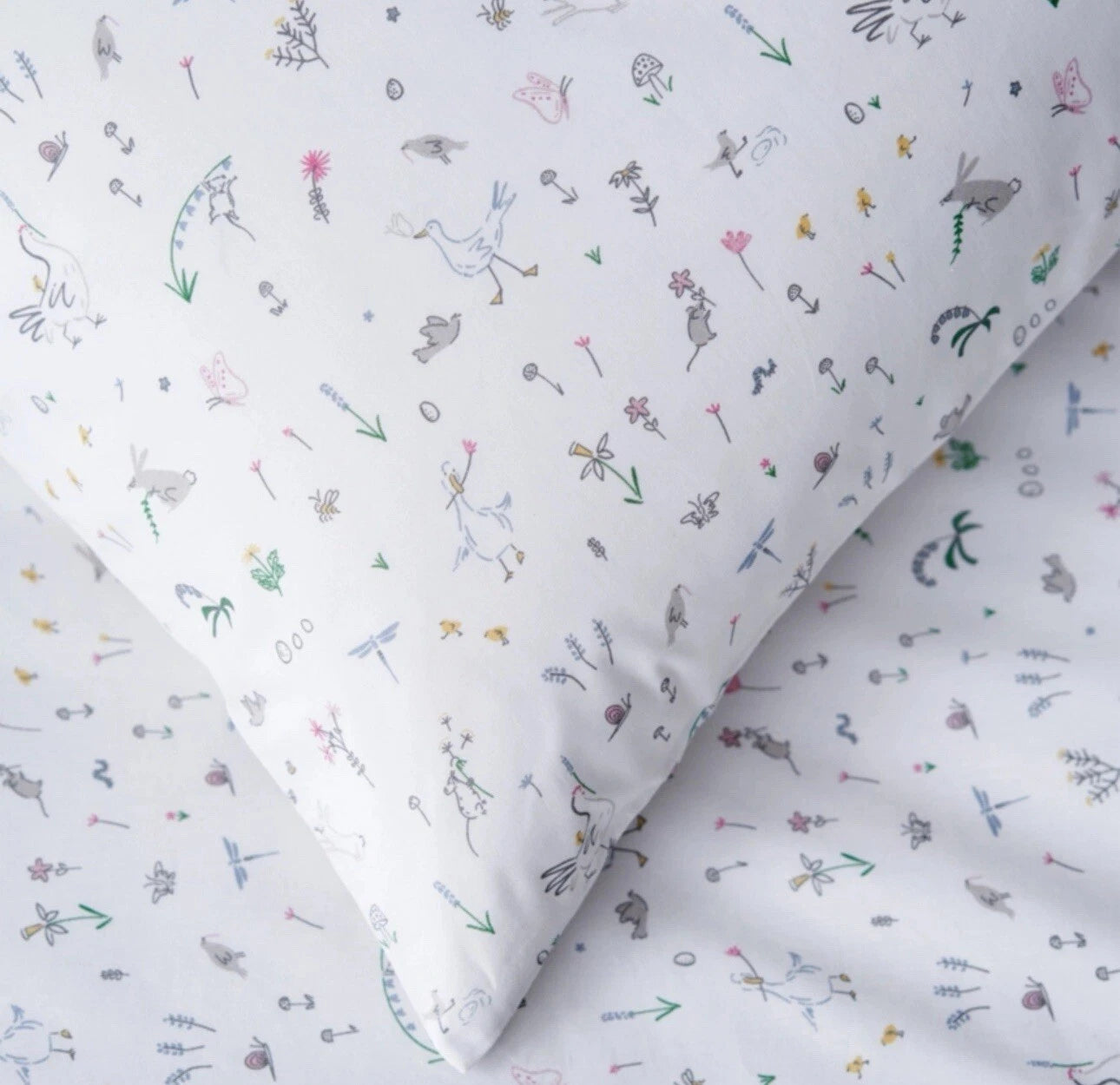 The Little White Company SINGLE Duvet Set Easy-Care Meadow Floral Bed Linen New