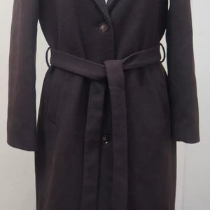 TOM TAILOR WOMENS WOOL COAT WITH BELT-DARK OAK BROWN-SMALL