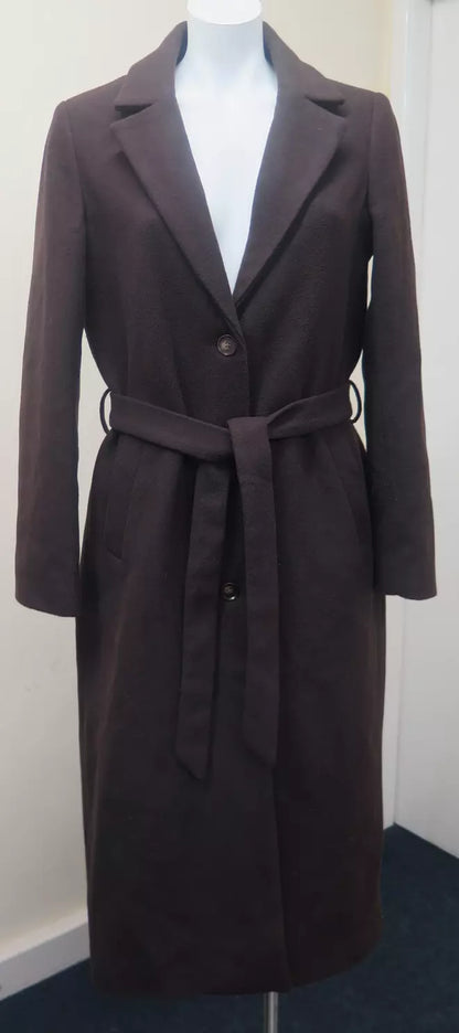 TOM TAILOR WOMENS WOOL COAT WITH BELT-DARK OAK BROWN-SMALL