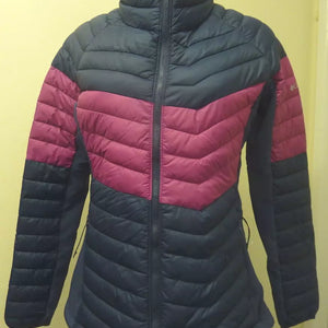 COLUMBIA WOMENS POWDER PASS LIGHTWEIGHT JACKET-LARGE-NAVY/PINK