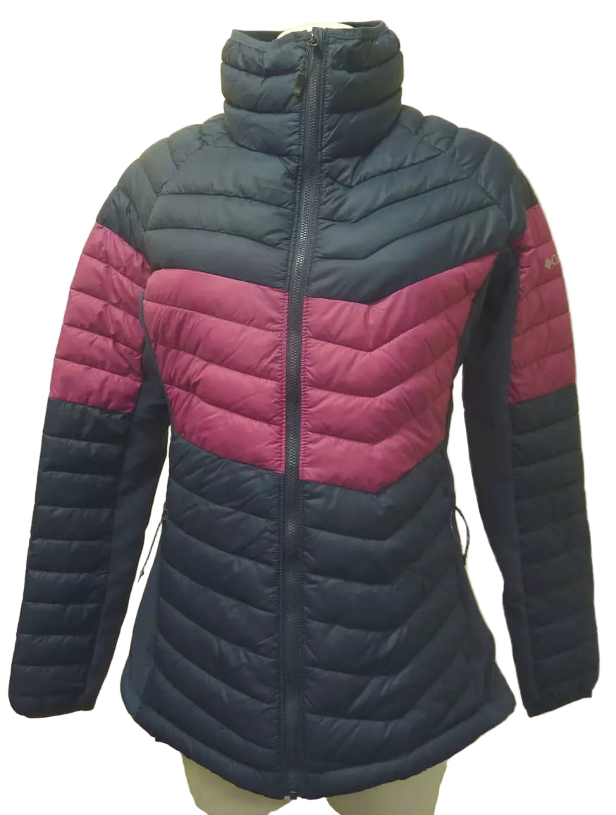 COLUMBIA WOMENS POWDER PASS LIGHTWEIGHT JACKET-LARGE-NAVY/PINK