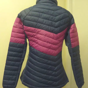 COLUMBIA WOMENS POWDER PASS LIGHTWEIGHT JACKET-LARGE-NAVY/PINK