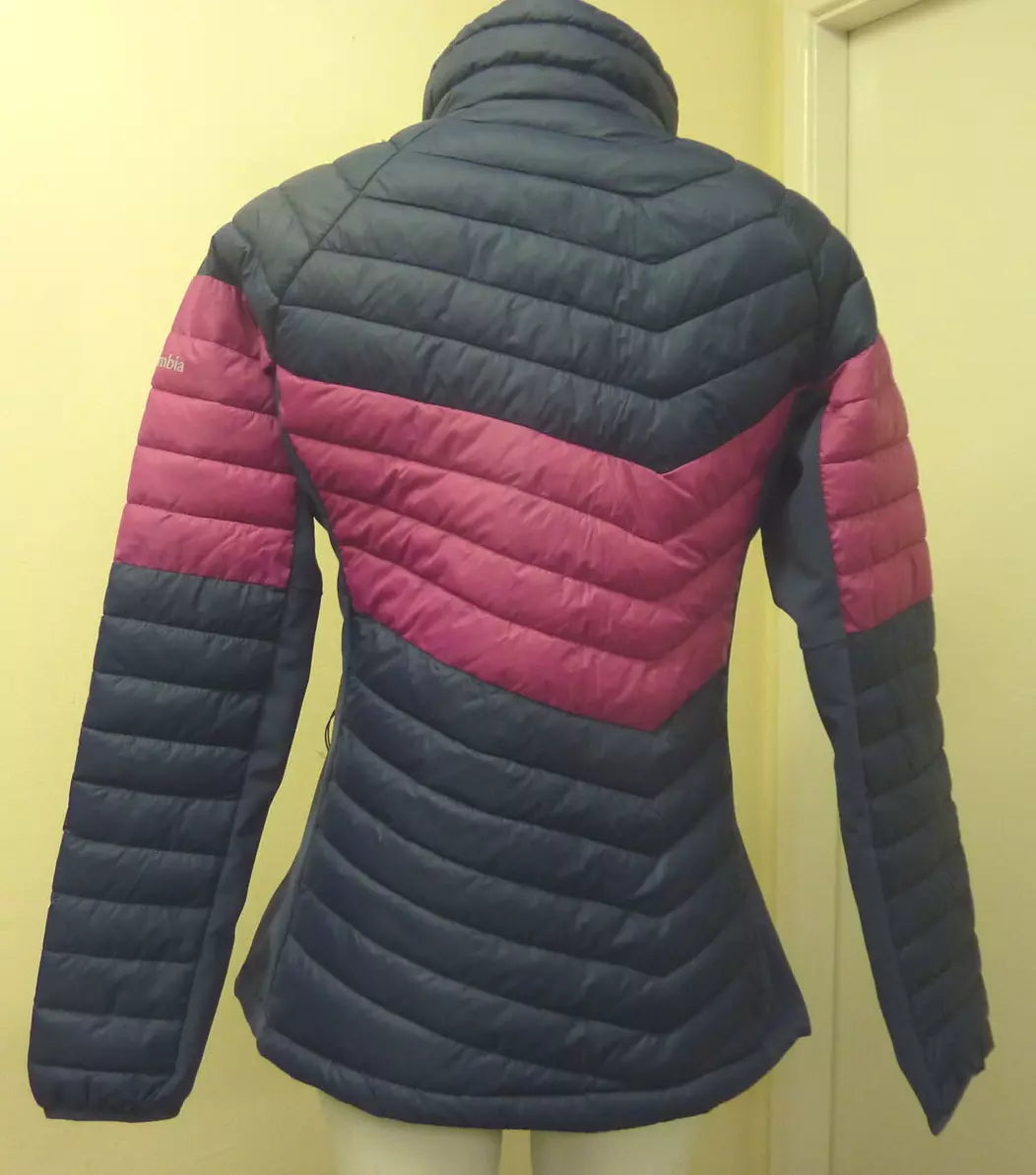 COLUMBIA WOMENS POWDER PASS LIGHTWEIGHT JACKET-LARGE-NAVY/PINK