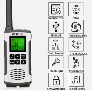 Retevis RT45 Walkie Talkies, Rechargeable Walkie Talkies Long range 2pc
