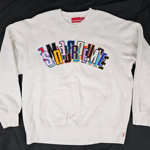 Supreme Stacked Crewneck Sweater White Men's Size Large SS21