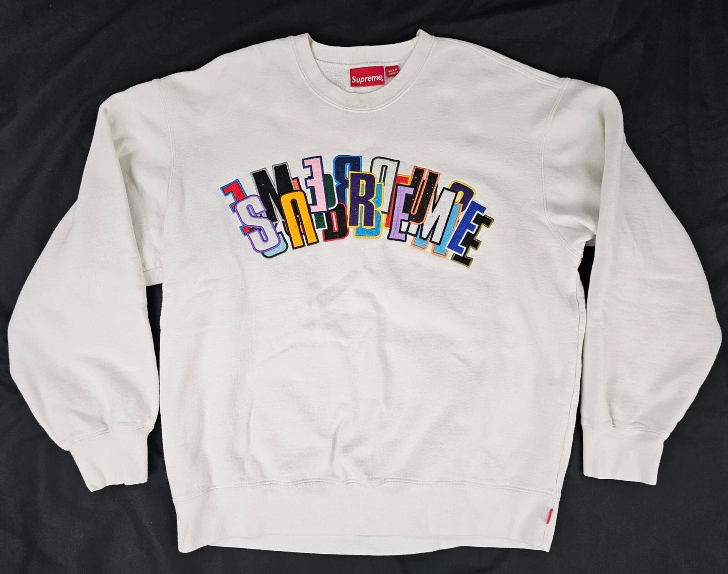 Supreme Stacked Crewneck Sweater White Men's Size Large SS21