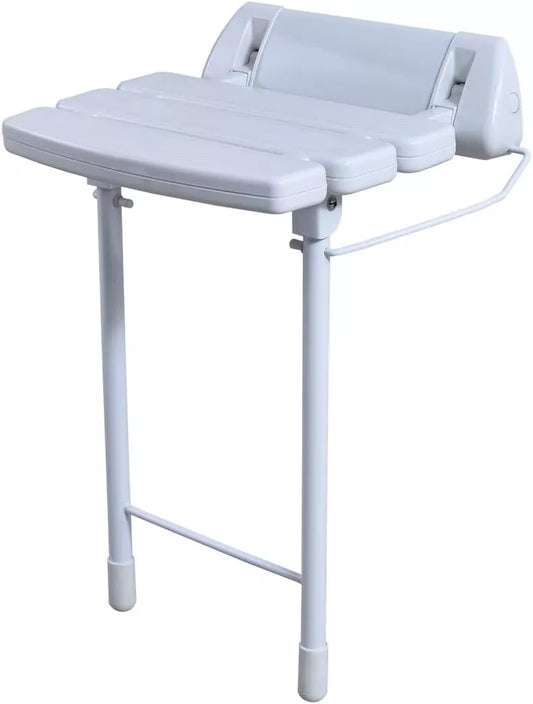 Folding Shower Bench Wall Mounted Flip-up Bath Seat Bathroom Chair With Legs