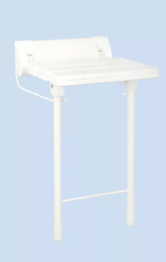 Folding Shower Bench Wall Mounted Flip-up Bath Seat Bathroom Chair With Legs
