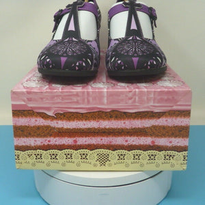 HOT CHOCOLATE DESIGN GOTHIC CHURCH MID HEEL-COLOUR:PURPLE/BLACK-SIZE UK5/EU38