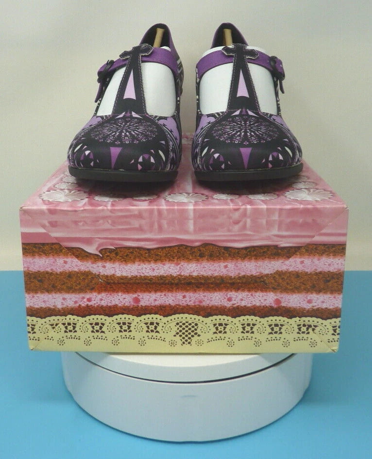 HOT CHOCOLATE DESIGN GOTHIC CHURCH MID HEEL-COLOUR:PURPLE/BLACK-SIZE UK5/EU38