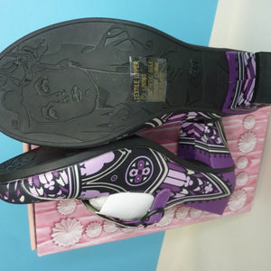 HOT CHOCOLATE DESIGN GOTHIC CHURCH MID HEEL-COLOUR:PURPLE/BLACK-SIZE UK5/EU38