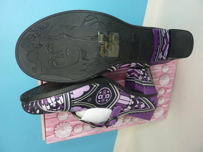 HOT CHOCOLATE DESIGN GOTHIC CHURCH MID HEEL-COLOUR:PURPLE/BLACK-SIZE UK5/EU38