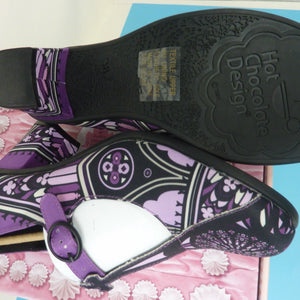 HOT CHOCOLATE DESIGN GOTHIC CHURCH MID HEEL-COLOUR:PURPLE/BLACK-SIZE UK5/EU38