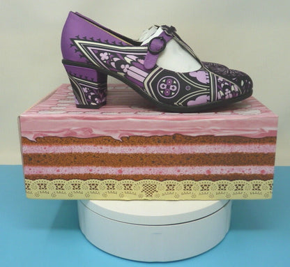 HOT CHOCOLATE DESIGN GOTHIC CHURCH MID HEEL-COLOUR:PURPLE/BLACK-SIZE UK5/EU38