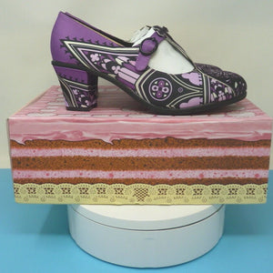 HOT CHOCOLATE DESIGN GOTHIC CHURCH MID HEEL-COLOUR:PURPLE/BLACK-SIZE UK5/EU38