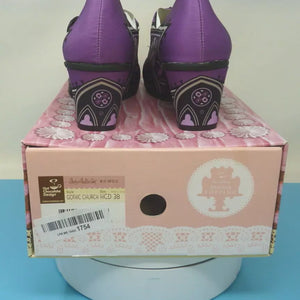 HOT CHOCOLATE DESIGN GOTHIC CHURCH MID HEEL-COLOUR:PURPLE/BLACK-SIZE UK5/EU38