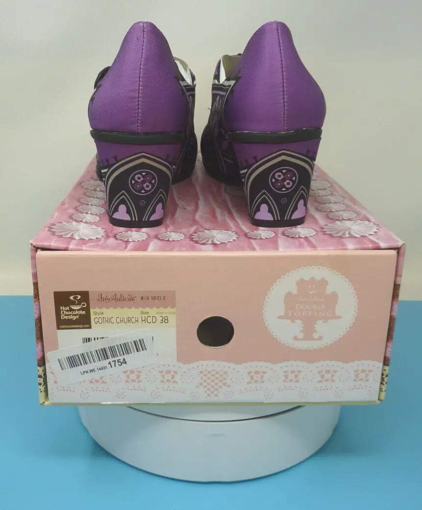 HOT CHOCOLATE DESIGN GOTHIC CHURCH MID HEEL-COLOUR:PURPLE/BLACK-SIZE UK5/EU38