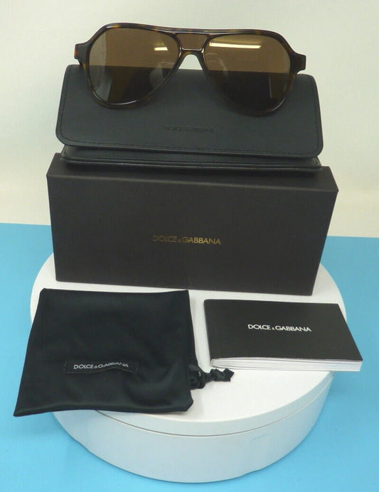 DOLCE & GABBANA HAVANA PILOT SUNGLASSES- DARK BROWN