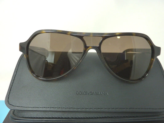 DOLCE & GABBANA HAVANA PILOT SUNGLASSES- DARK BROWN