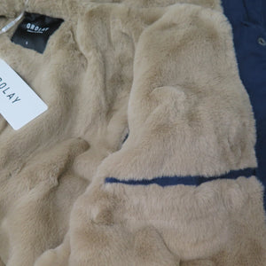 OROLAY DRAWSTRING WAIST FLEECE LINED PARKA-SMALL-BEACON BLUE