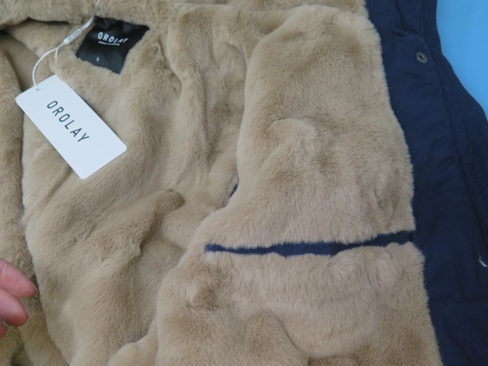 OROLAY DRAWSTRING WAIST FLEECE LINED PARKA-SMALL-BEACON BLUE