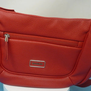 SAMSONITE HANDBAG-RED-PU LEATHER