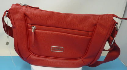 SAMSONITE HANDBAG-RED-PU LEATHER
