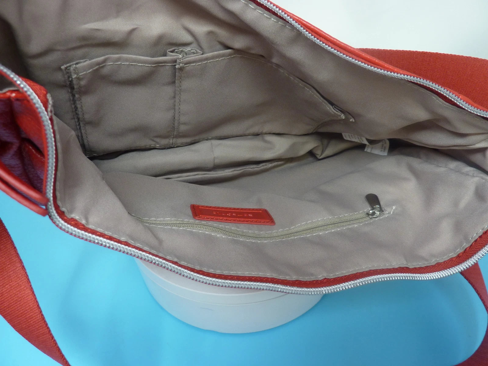 SAMSONITE HANDBAG-RED-PU LEATHER
