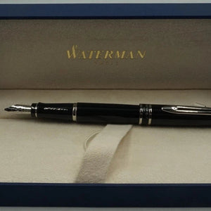 Waterman Expert Fountain Pen | Gloss Black with Chrome Trim | Medium Nib
