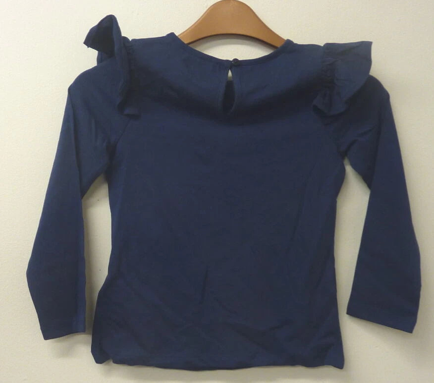 MONSOON RAINBOW LONG SLEEVE TOP-5/6YRS-NAVY BLUE