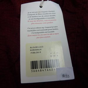 SEZANE BLOUSE LUCE BORDEAUX-SIZE UK10-FRENCH38-RED