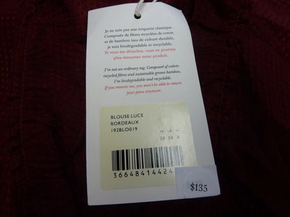 SEZANE BLOUSE LUCE BORDEAUX-SIZE UK10-FRENCH38-RED