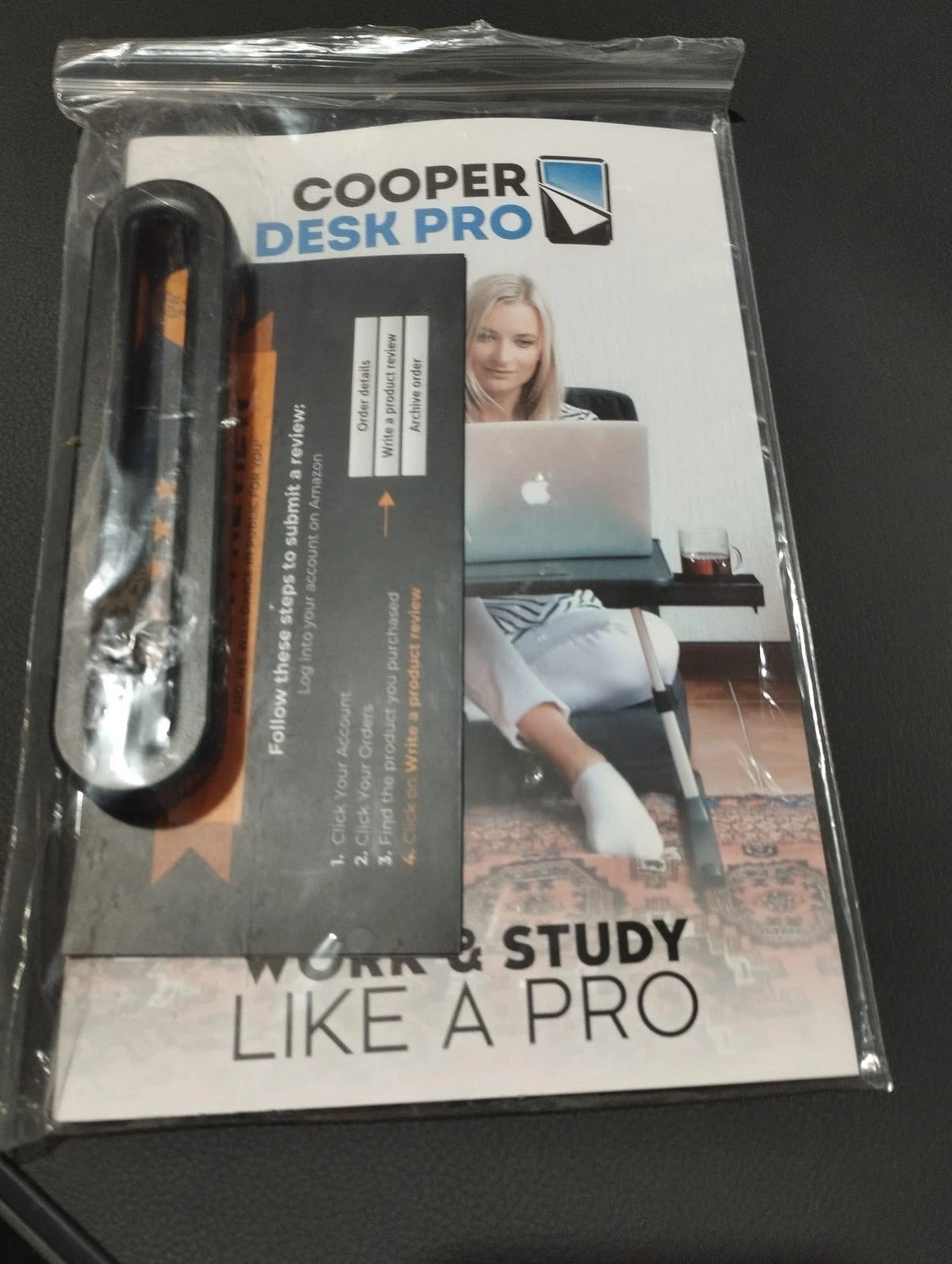 Cooper Desk PRO Large Laptop Table, Adjustable Height Laptop Lap Tray BLACK