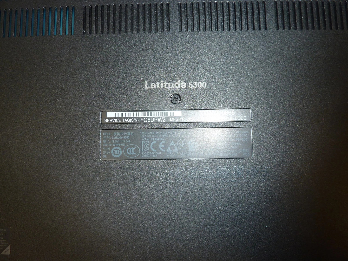 Dell Latitude 5300 Laptop Bottom Base Plastic Cover 0VFHHR GVZ2