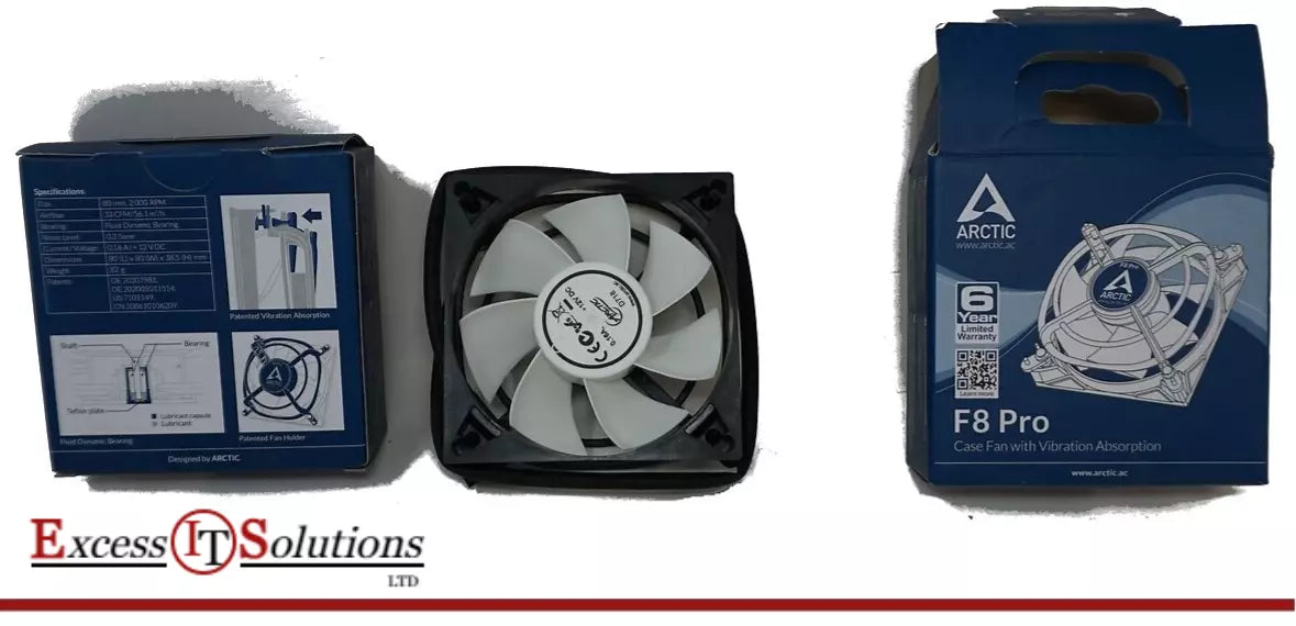 Arctic Cooling 80mm F8 Pro Case fan with Vibration Absorption (Black/White)