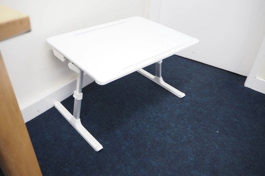 Cooper Desk PRO Large Laptop Table, Adjustable Height | Leather Laptop Lap Tray white