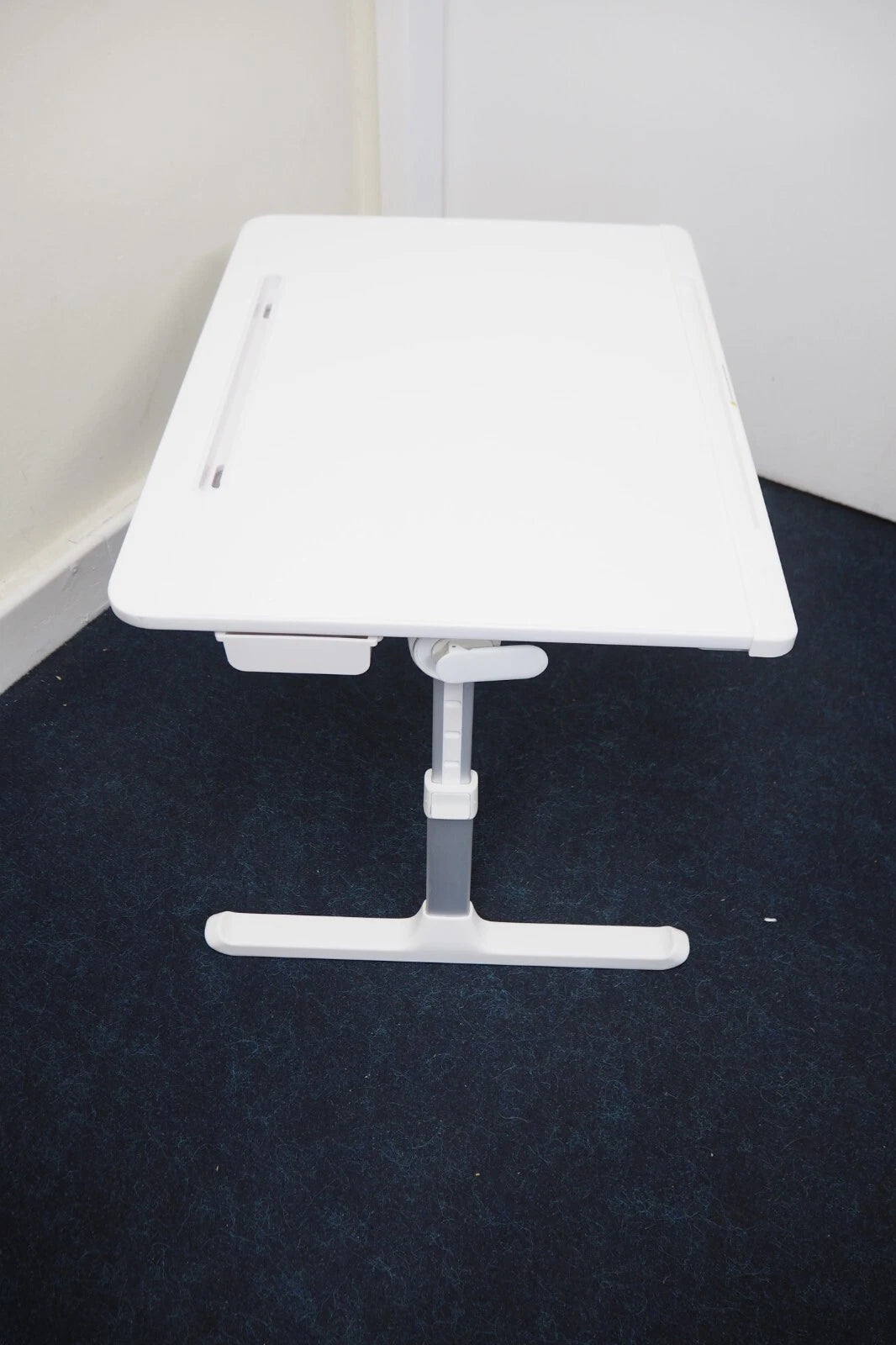 Cooper Desk PRO Large Laptop Table, Adjustable Height | Leather Laptop Lap Tray white